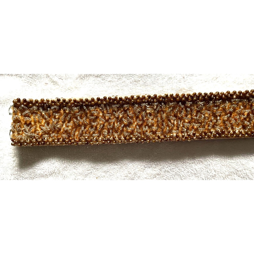 1920's-1950's Metalic Gold & Bronze Seed Beaded Belt 30" Waist - Picture 10 of 10